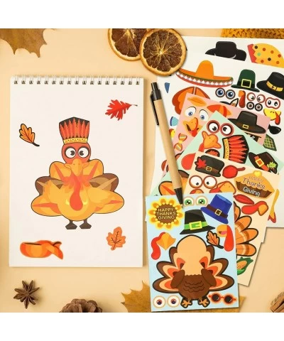 24 PCS DIY Turkey Stickers Make-A-Turkey Stickers Thanksgiving Turkey Craft Kids Thanksgiving Games Supplies for Fall Theme P...