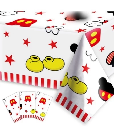 3pc Mouse Tablecloth Mouse Birthday Party Supplies Disposable Mouse Head Plastic Tablecloth Rectangle Table Cover 86x52in for...