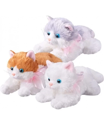 3 PCS Mini Plush Cat Stuffed Animal Cat Cuddly Kitten Plush Kitten Toy Set White Plush Kitty Soft Animal Pet Kitty Fluffy Lit...