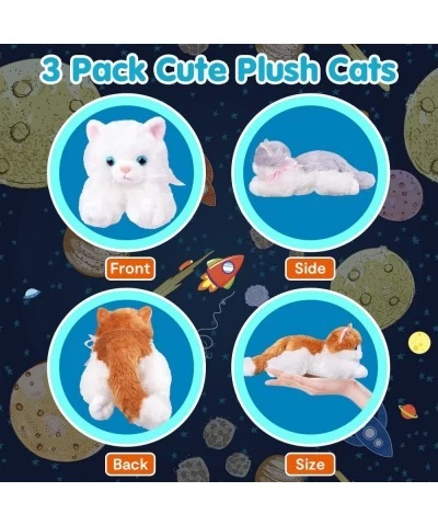 3 PCS Mini Plush Cat Stuffed Animal Cat Cuddly Kitten Plush Kitten Toy Set White Plush Kitty Soft Animal Pet Kitty Fluffy Lit...