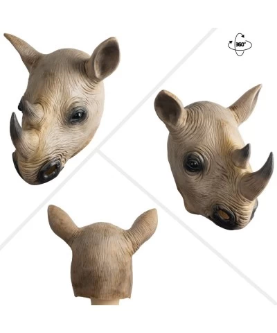 Rhino Mask Animal Latex Full Head Realistic Masks Fancy Dress for Halloween Carnival Costume Party $20.37 Kids' Dress-Up Acce...