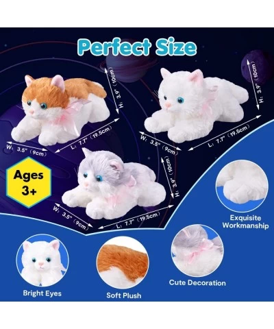 3 PCS Mini Plush Cat Stuffed Animal Cat Cuddly Kitten Plush Kitten Toy Set White Plush Kitty Soft Animal Pet Kitty Fluffy Lit...