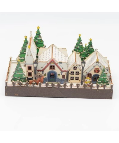 Christmas 3D Puzzles Village Wooden House Farm Town Sets Snow Scene Theme Wood Jigsaw DIY Games for Adults Teens Model Kit wi...