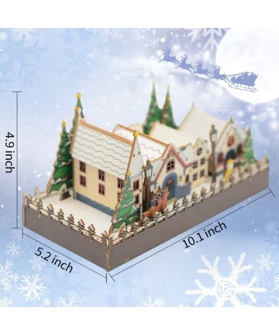 Christmas 3D Puzzles Village Wooden House Farm Town Sets Snow Scene Theme Wood Jigsaw DIY Games for Adults Teens Model Kit wi...