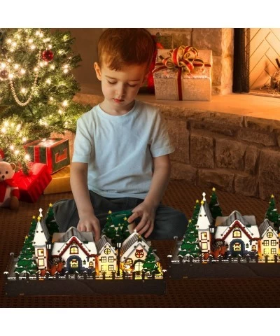 Christmas 3D Puzzles Village Wooden House Farm Town Sets Snow Scene Theme Wood Jigsaw DIY Games for Adults Teens Model Kit wi...