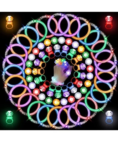 150 Pcs LED Light Up Toys Finger Lights Rings Flash Bracelets Glow in The Dark Party Supplies Valentines Flash Ring Glow Brac...