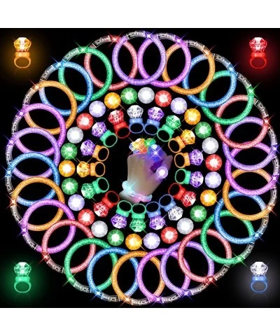 150 Pcs LED Light Up Toys Finger Lights Rings Flash Bracelets Glow in The Dark Party Supplies Valentines Flash Ring Glow Brac...