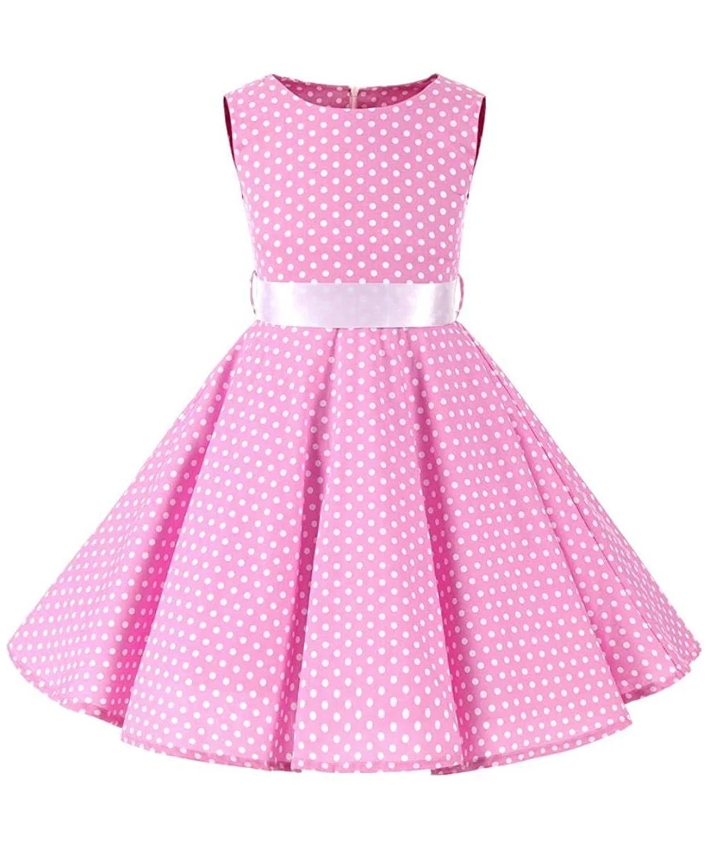 Girl Dress Polka Dot Princess Party Dresses with Scoop Neck/Lapel Sleeveless 4-12 Years Birthday Dress $22.74 Kids' Costumes