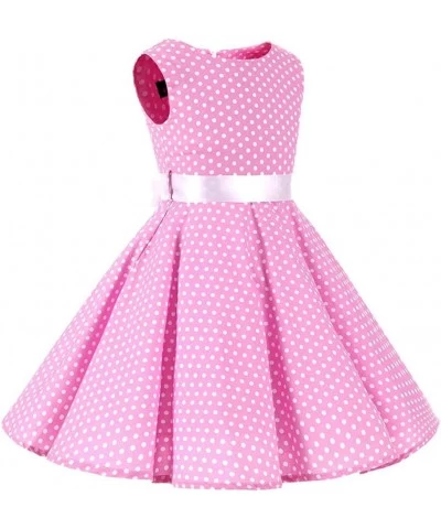 Girl Dress Polka Dot Princess Party Dresses with Scoop Neck/Lapel Sleeveless 4-12 Years Birthday Dress $22.74 Kids' Costumes