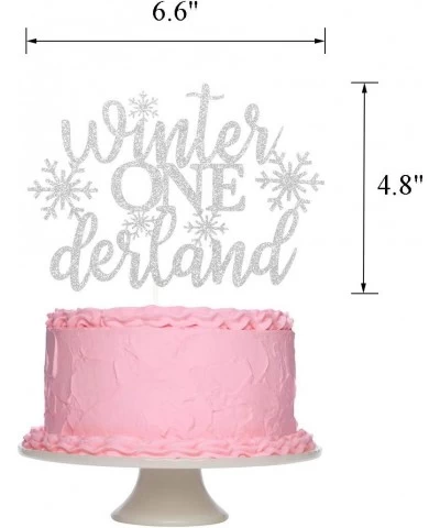 Snowflake Winter Onederland Silver Glittery Cake Topper for Winter Wonderland Christmas Themed 1st Birthday Party Decorations...