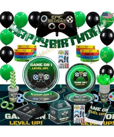 Video Game Birthday Party Supplies: Video Game Decorations Party Tableware Table Cover Birthday Banner Balloons Bracelets Tat...