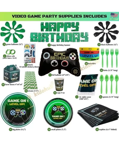 Video Game Birthday Party Supplies: Video Game Decorations Party Tableware Table Cover Birthday Banner Balloons Bracelets Tat...