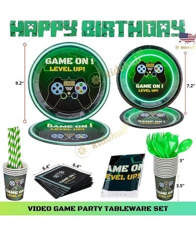 Video Game Birthday Party Supplies: Video Game Decorations Party Tableware Table Cover Birthday Banner Balloons Bracelets Tat...