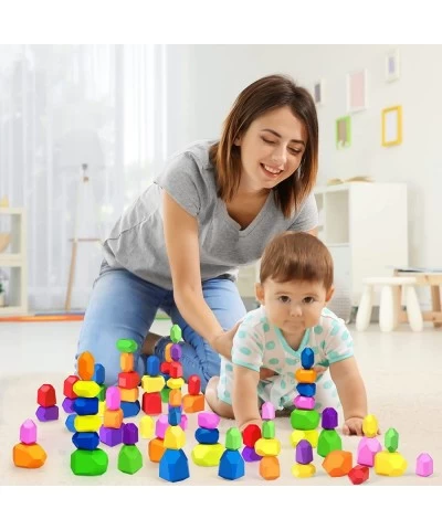 26 PCS Wooden Stacking Rocks Montessori Toys for 1 2 3 Year Old Stacking Toys for Toddlers 1-3 Educational Preschool Learning...