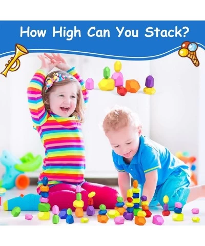 26 PCS Wooden Stacking Rocks Montessori Toys for 1 2 3 Year Old Stacking Toys for Toddlers 1-3 Educational Preschool Learning...