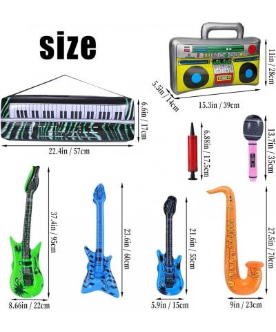 21 Pcs Inflatable Rockstar Toy Set Inflatable Instruments Set Inflatable Guitar Bass Radio Keyboard Microphone Saxophone Glas...