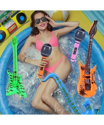 21 Pcs Inflatable Rockstar Toy Set Inflatable Instruments Set Inflatable Guitar Bass Radio Keyboard Microphone Saxophone Glas...