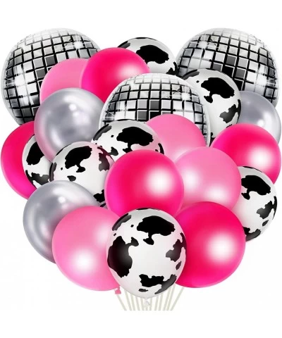 50 Pcs Cow Print Balloon Disco Ball Balloons Western Cowgirl Party Round Disco Balloons for Cowgirl Party 4D Metallic Balloon...