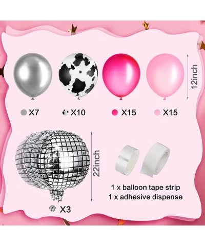 50 Pcs Cow Print Balloon Disco Ball Balloons Western Cowgirl Party Round Disco Balloons for Cowgirl Party 4D Metallic Balloon...