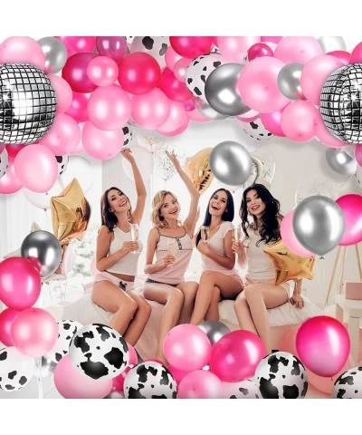 50 Pcs Cow Print Balloon Disco Ball Balloons Western Cowgirl Party Round Disco Balloons for Cowgirl Party 4D Metallic Balloon...