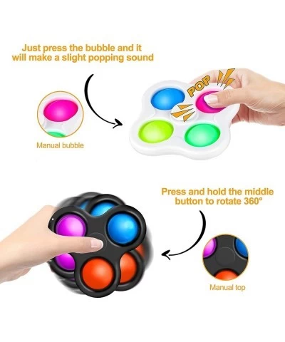 Pop Bubble Fidget Spinner 3 Packs-Pop Hand Spinners Set Stress Relief and Anxiety Reduce for Kids Girls Boys or Adults-Favors...