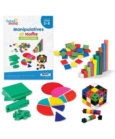 Take Home Math Manipulatives Kit for Kids Grade 3-5 with Snap Cubes Base Ten Blocks Cuisenaire Rods Angle Circles and Color T...