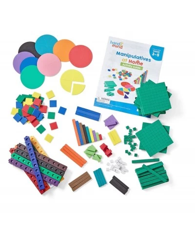 Take Home Math Manipulatives Kit for Kids Grade 3-5 with Snap Cubes Base Ten Blocks Cuisenaire Rods Angle Circles and Color T...