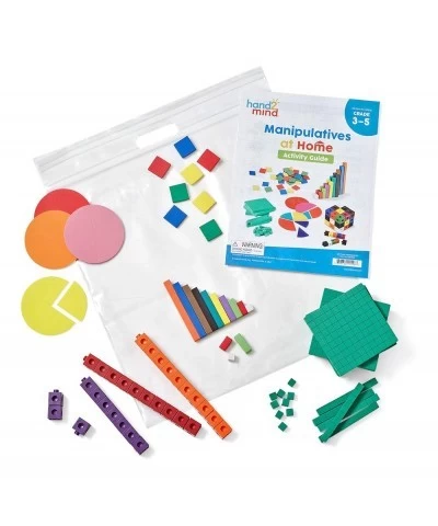 Take Home Math Manipulatives Kit for Kids Grade 3-5 with Snap Cubes Base Ten Blocks Cuisenaire Rods Angle Circles and Color T...