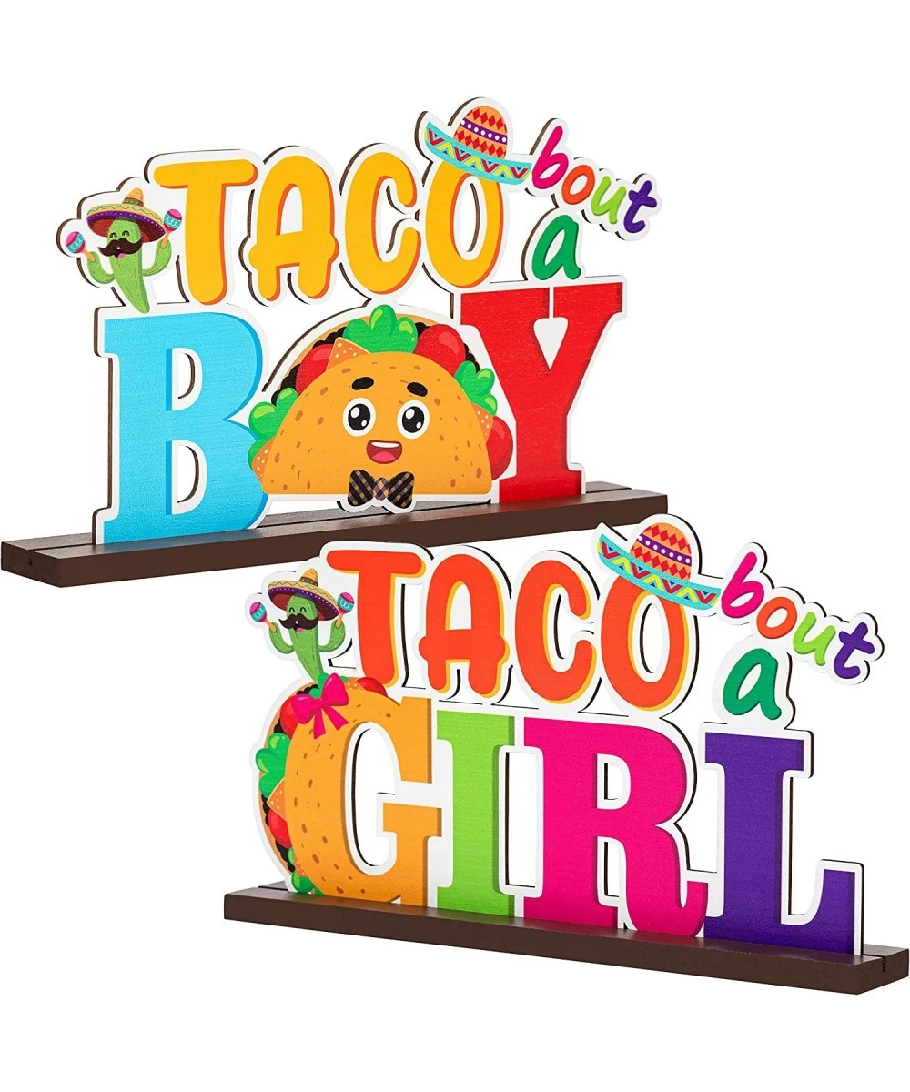 2Pcs Taco Bout a Baby Gender Reveal Wooden Centerpiece Table Decorations Mexican Cinco De Mayo Boy Girl Letter Signs He or Sh...