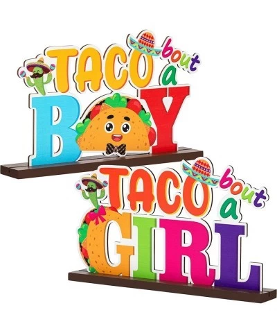 2Pcs Taco Bout a Baby Gender Reveal Wooden Centerpiece Table Decorations Mexican Cinco De Mayo Boy Girl Letter Signs He or Sh...