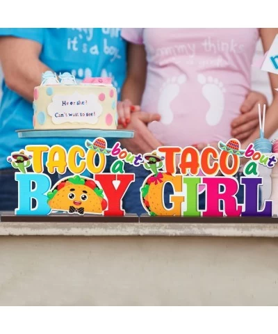 2Pcs Taco Bout a Baby Gender Reveal Wooden Centerpiece Table Decorations Mexican Cinco De Mayo Boy Girl Letter Signs He or Sh...