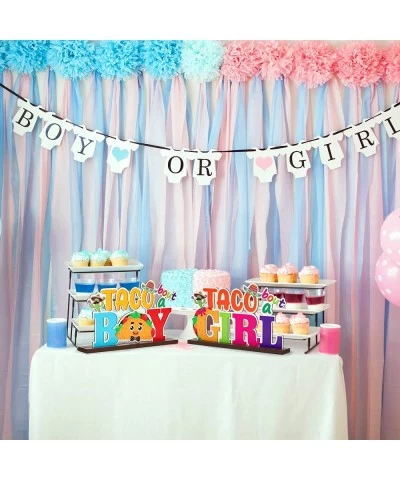 2Pcs Taco Bout a Baby Gender Reveal Wooden Centerpiece Table Decorations Mexican Cinco De Mayo Boy Girl Letter Signs He or Sh...