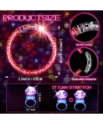 150 Pcs LED Light Up Toys Finger Lights Rings Flash Bracelets Glow in The Dark Party Supplies Valentines Flash Ring Glow Brac...