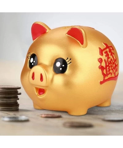 Golden Cute Plastic Pig Bank Pig Toy Coin Money Cash Collectible Saving Box Bank Ceramic Money Bank Kids Gift $17.15 Kids' Mo...