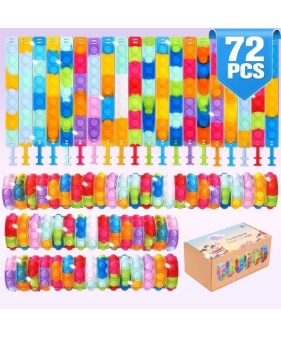 72 PCS Pop Bracelet it Fidget Toys Pack Fidget Bracelet Birthday Party Gifts Decompression Wristband with Autistic & ADHD Fid...