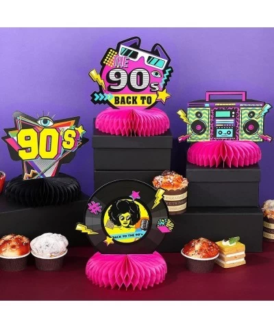 9 Pieces 90's Retro Party Supplies Kit 90's Retro Honeycomb Centerpieces Back to 90s Party Table Centerpieces Table Toppers 9...