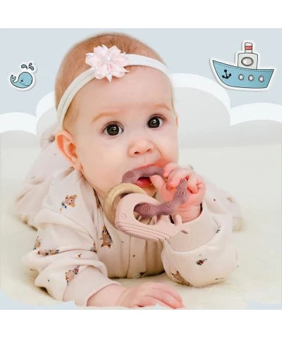 3 Packs Baby Teething Toys Silicone Teethers for Babies Teething Ring for Babies Over 3 Months Animal Wooden Teether Wood Rat...