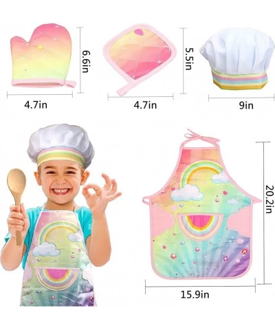 Real Kids Cooking and Baking Set - 26 Pcs Kids Chef Role Play Costume Set Includes Rainbow Apron Chef Hat Cooking Mitt Utensi...