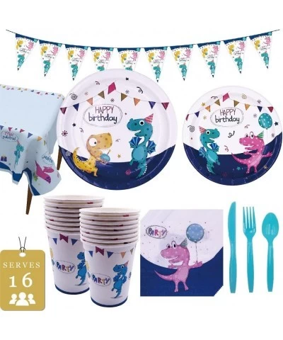 Dinosaur Birthday Party Supplies - Perfect Dinosaur Party Supplies Set for Children - Dinosaur Party Tableware Including: Pla...