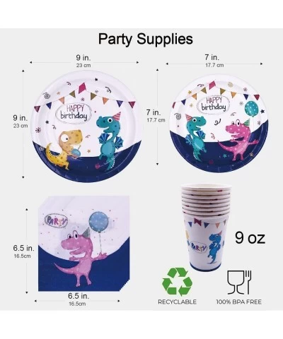 Dinosaur Birthday Party Supplies - Perfect Dinosaur Party Supplies Set for Children - Dinosaur Party Tableware Including: Pla...