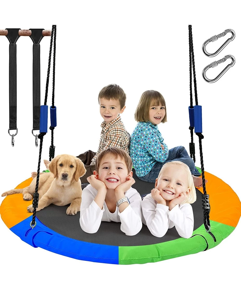 40 Inch Flying Saucer Tree Swing for Kids Teens Round Indoor Outdoor Swing Set with Hanging Strap Kit Circle Swing with Steel...