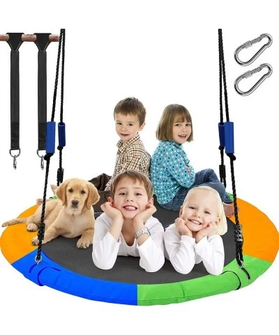 40 Inch Flying Saucer Tree Swing for Kids Teens Round Indoor Outdoor Swing Set with Hanging Strap Kit Circle Swing with Steel...