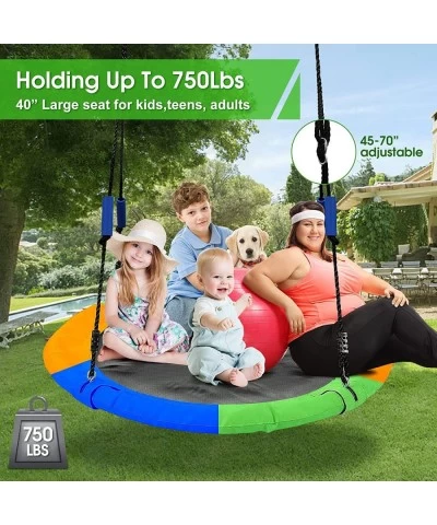 40 Inch Flying Saucer Tree Swing for Kids Teens Round Indoor Outdoor Swing Set with Hanging Strap Kit Circle Swing with Steel...