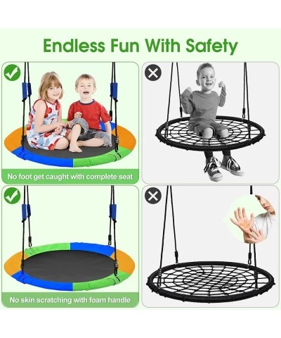 40 Inch Flying Saucer Tree Swing for Kids Teens Round Indoor Outdoor Swing Set with Hanging Strap Kit Circle Swing with Steel...