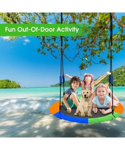 40 Inch Flying Saucer Tree Swing for Kids Teens Round Indoor Outdoor Swing Set with Hanging Strap Kit Circle Swing with Steel...