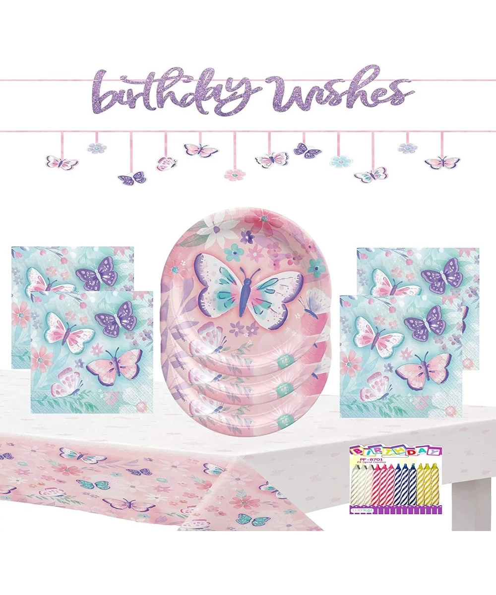 Butterfly Party Supplies Pack Serves 16 Butterfly Birthday Party Supplies & Decorations Flutter Dessert Plates Napkins Cups a...