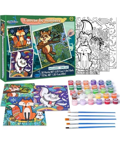 Paint by Numbers Framed 3 Pack Painting Kit for Kids DIY Printed Canvas Paint by Numbers for Kids Ages 8-12 9-12 4-8 Include ...