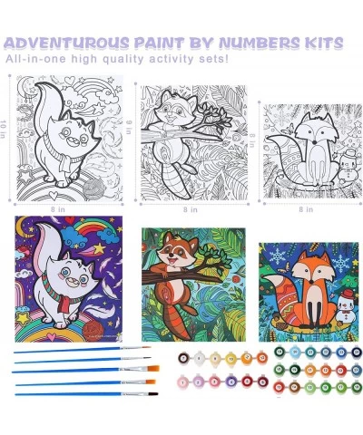 Paint by Numbers Framed 3 Pack Painting Kit for Kids DIY Printed Canvas Paint by Numbers for Kids Ages 8-12 9-12 4-8 Include ...