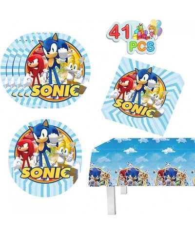 Hedgehog Birthday Party Supplies 41 Pack of 20 Tissues + 20 Plates + 1 Tablecloth $24.11 Kids' Party Tableware