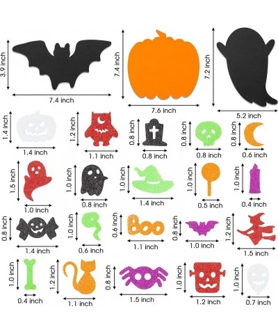 MALLMALL6 508Pcs Halloween Pumpkin Foam Stickers Glitter EVA Self Adhesive Decorations with Ghost Bat Cross Spider Cat Trick ...